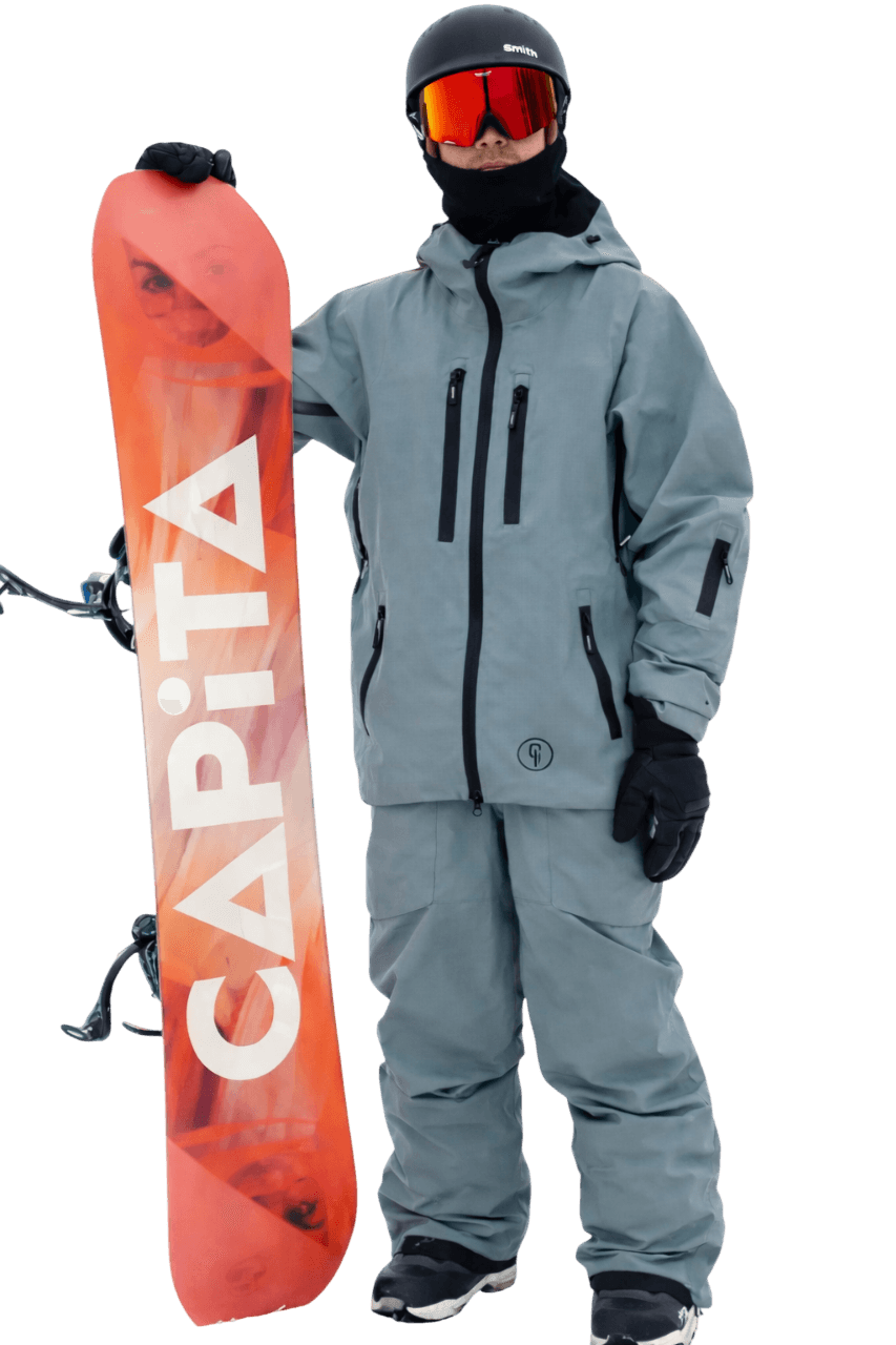 Snowboarder in gear for rental calculation